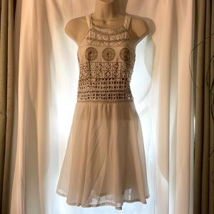 White Lulu’s Mini Dress with Rhinestones, Size Large